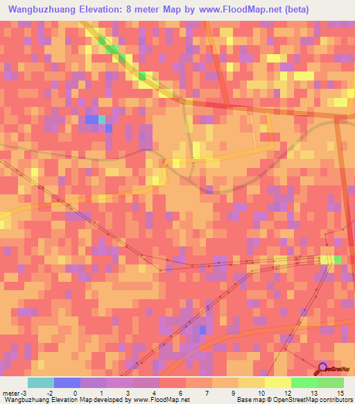 Wangbuzhuang,China Elevation Map