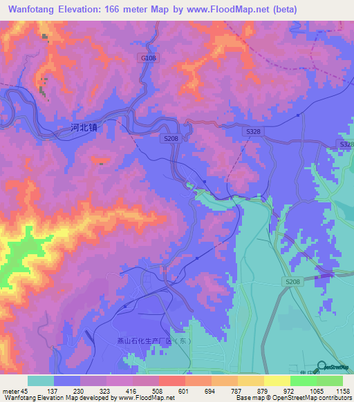 Wanfotang,China Elevation Map