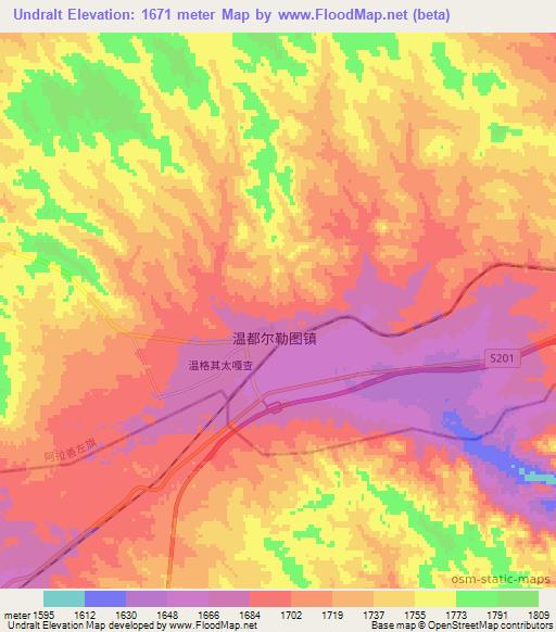 Undralt,China Elevation Map