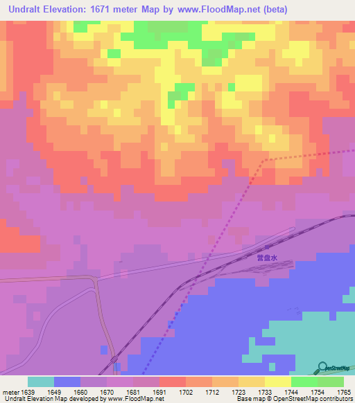Undralt,China Elevation Map