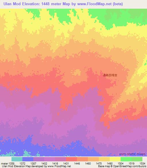 Ulan Mod,China Elevation Map