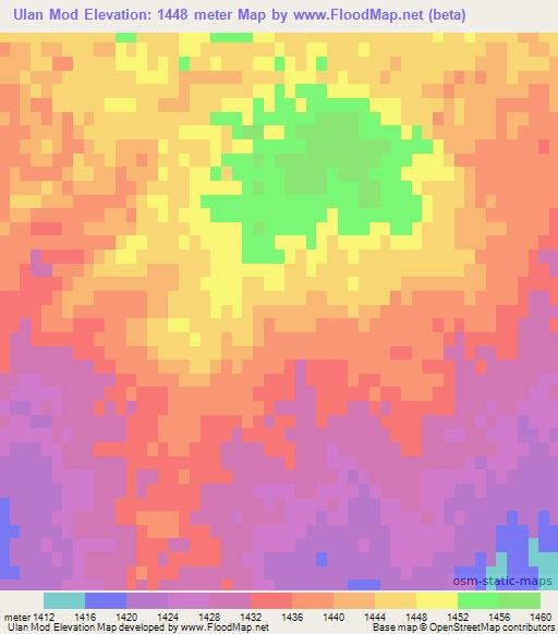 Ulan Mod,China Elevation Map