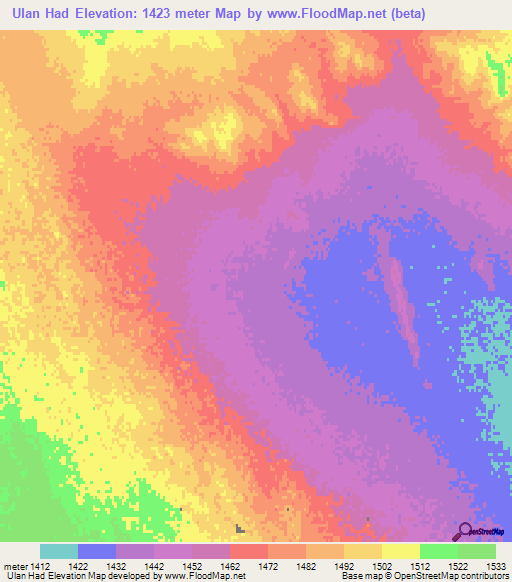 Ulan Had,China Elevation Map
