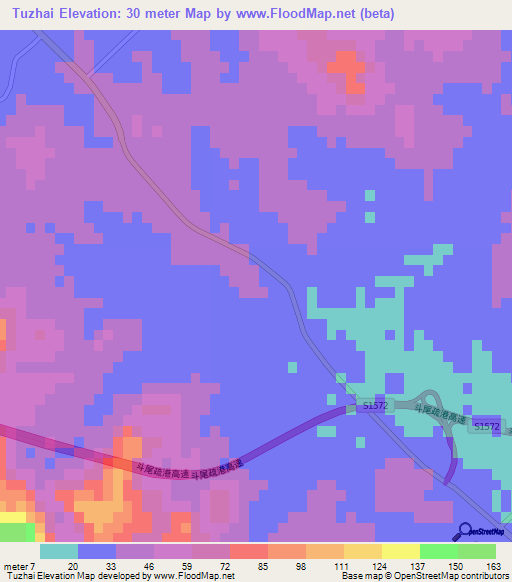 Tuzhai,China Elevation Map