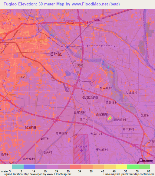 Tuqiao,China Elevation Map