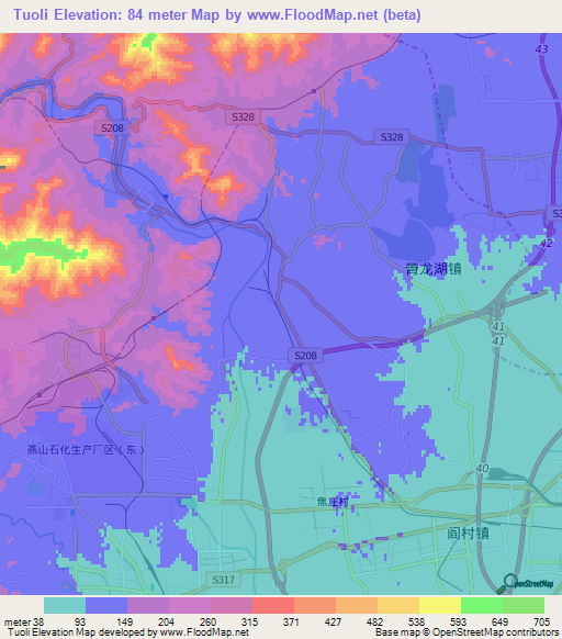 Tuoli,China Elevation Map