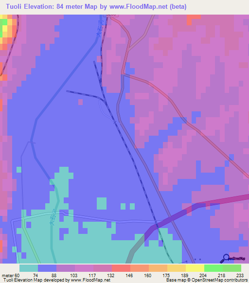 Tuoli,China Elevation Map