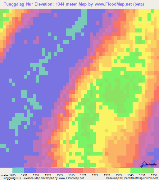 Tunggalag Nur,China Elevation Map