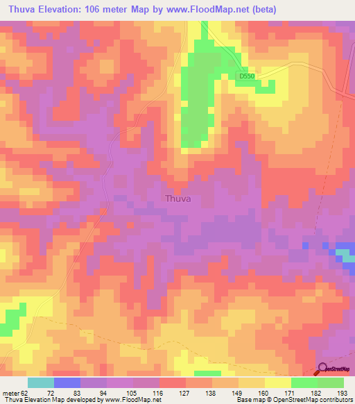 Thuva,Kenya Elevation Map
