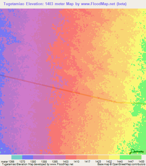 Tugetamiao,China Elevation Map