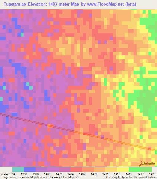 Tugetamiao,China Elevation Map