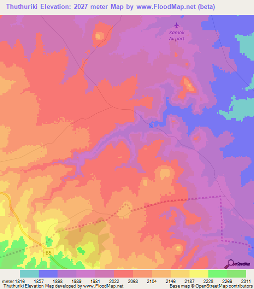 Thuthuriki,Kenya Elevation Map