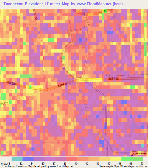 Tuanhecun,China Elevation Map