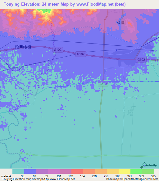 Touying,China Elevation Map