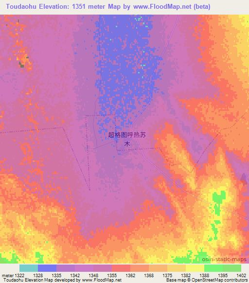 Toudaohu,China Elevation Map