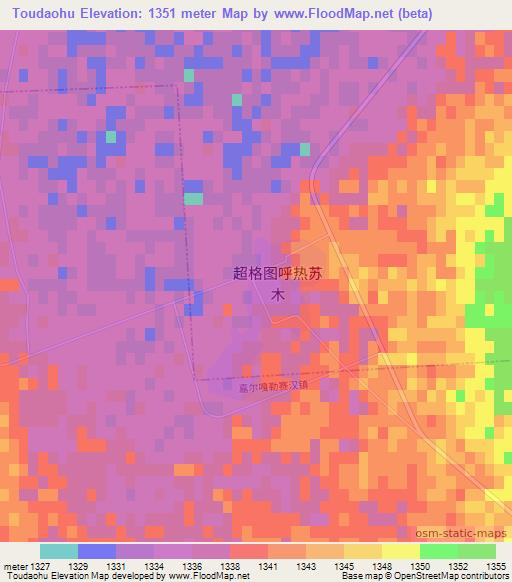 Toudaohu,China Elevation Map