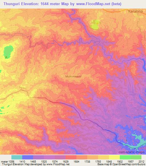 Thunguri,Kenya Elevation Map