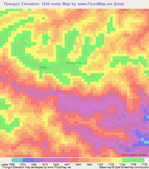 Thunguri,Kenya Elevation Map