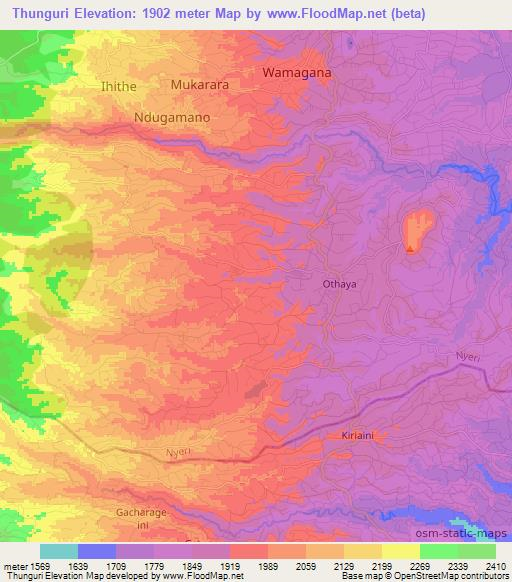 Thunguri,Kenya Elevation Map