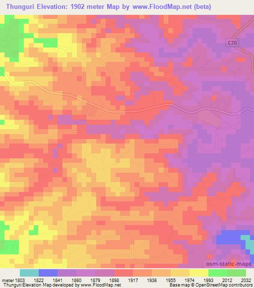 Thunguri,Kenya Elevation Map