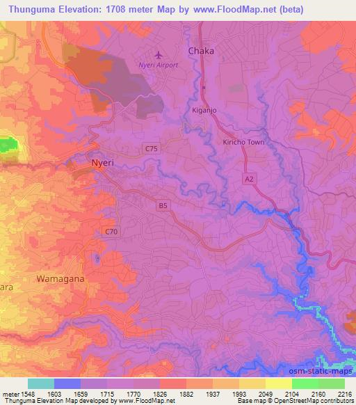 Thunguma,Kenya Elevation Map