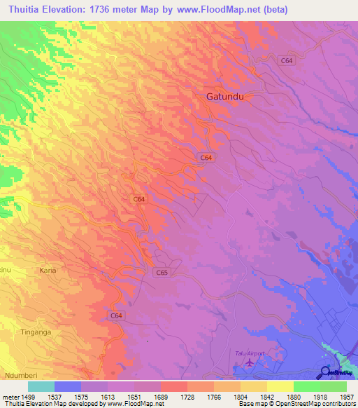 Thuitia,Kenya Elevation Map
