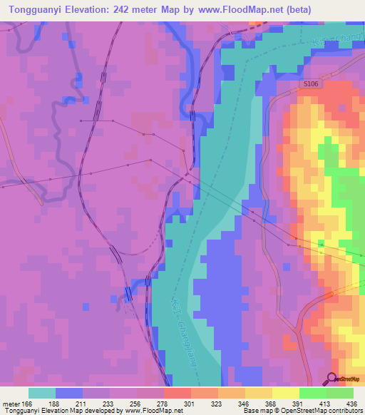 Tongguanyi,China Elevation Map