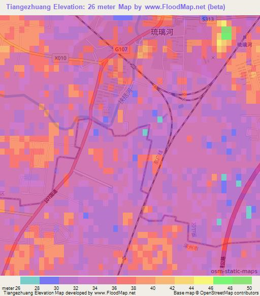 Tiangezhuang,China Elevation Map