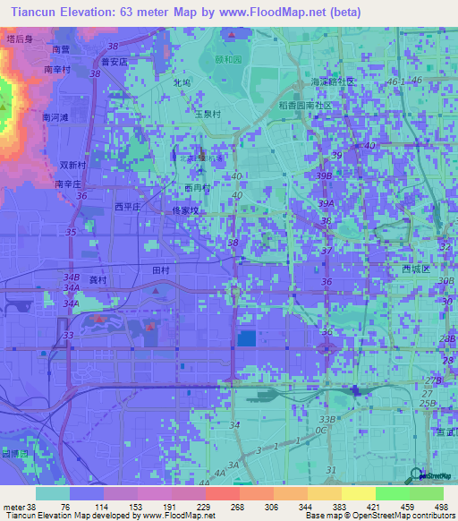 Tiancun,China Elevation Map