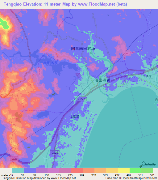 Tengqiao,China Elevation Map