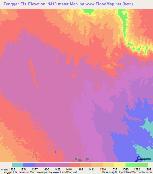 Tengger Els,China Elevation Map