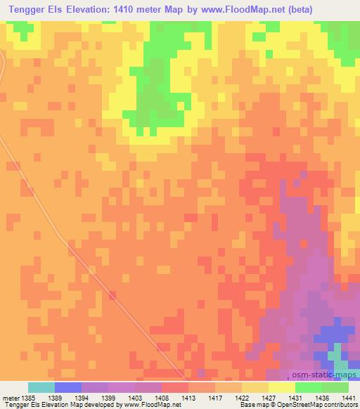Tengger Els,China Elevation Map
