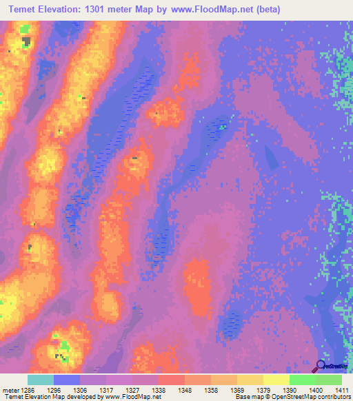 Temet,China Elevation Map