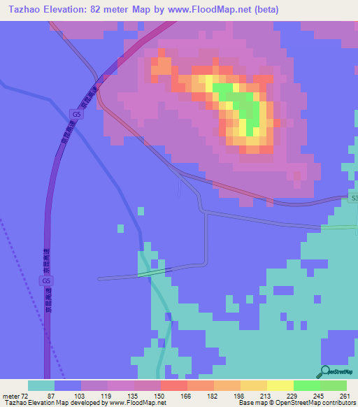 Tazhao,China Elevation Map