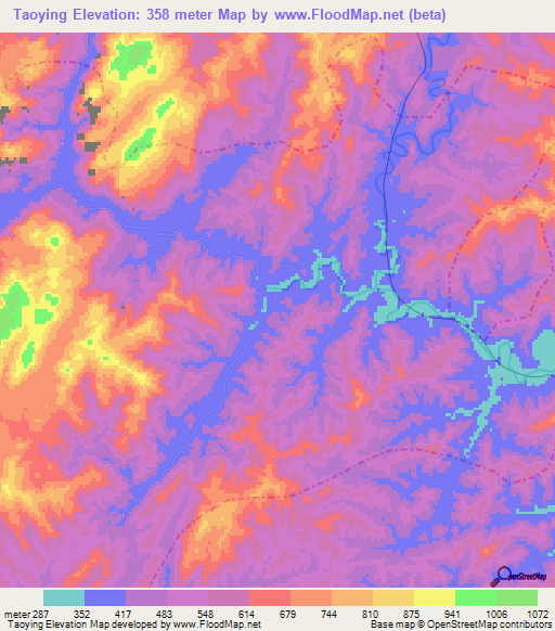 Taoying,China Elevation Map