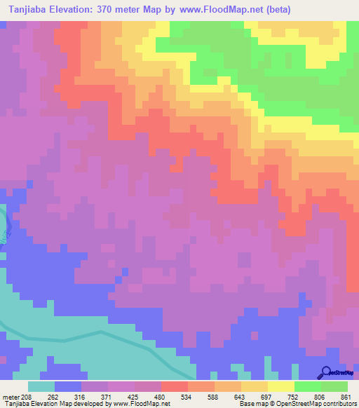 Tanjiaba,China Elevation Map