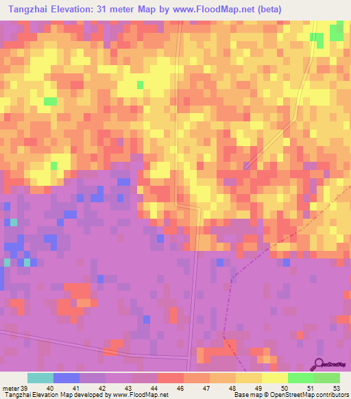 Tangzhai,China Elevation Map