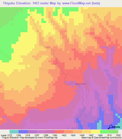 Thiguku,Kenya Elevation Map