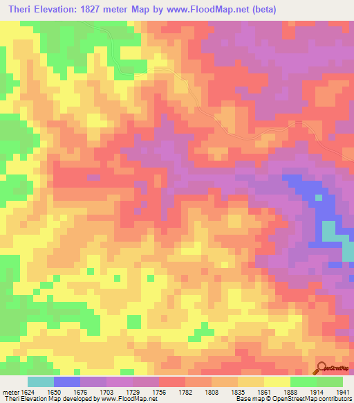 Theri,Kenya Elevation Map