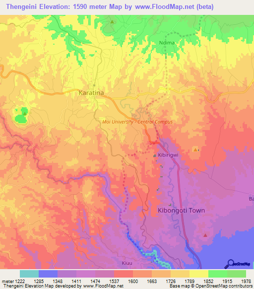 Thengeini,Kenya Elevation Map