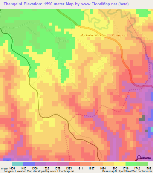 Thengeini,Kenya Elevation Map