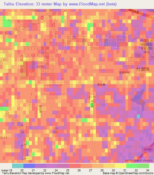 Taihu,China Elevation Map