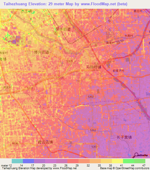 Taihezhuang,China Elevation Map