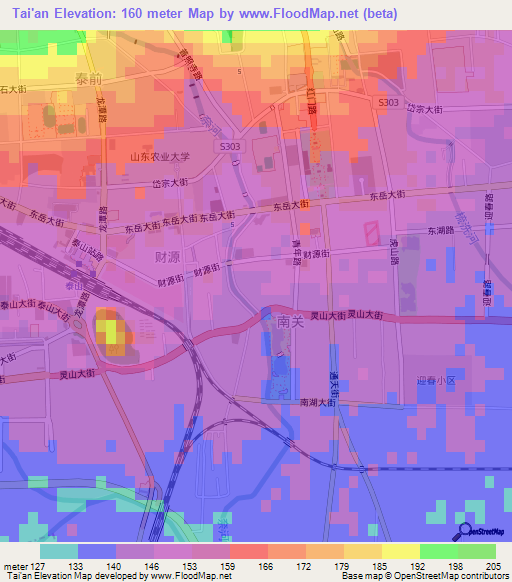 Tai'an,China Elevation Map