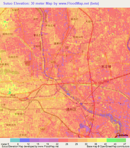 Sutuo,China Elevation Map