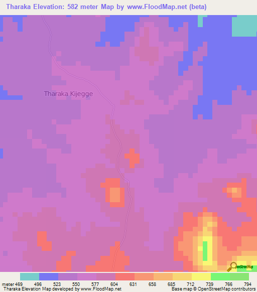 Tharaka,Kenya Elevation Map