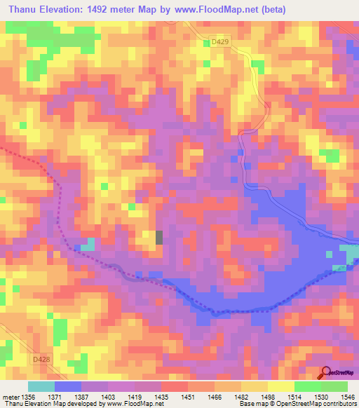 Thanu,Kenya Elevation Map