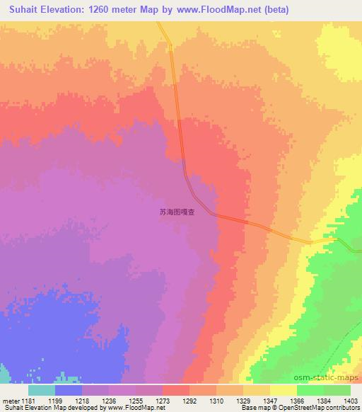 Suhait,China Elevation Map