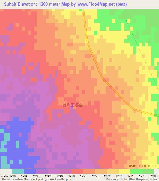 Suhait,China Elevation Map