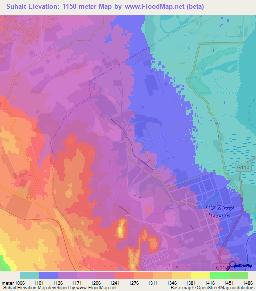 Suhait,China Elevation Map